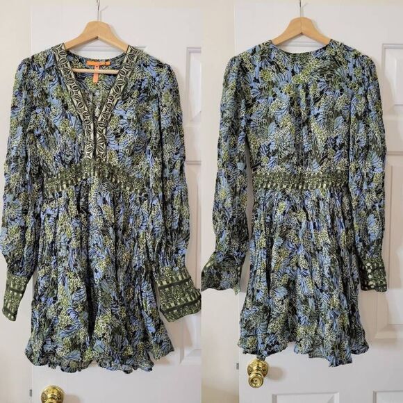 Tuckernuck Oliphant V-NECK MINI DRESS- EDEN BLUE S - Picture 2 of 11